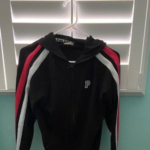 Pink Victoria secret black zip up jacket